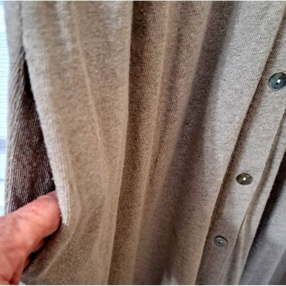 Tallbots Women's L Beige Linen Blend Button Front Maxi Dress Short Sleeves - Picture 4 of 10